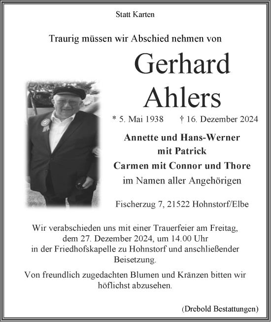 Anzeige von Gerhard Ahlers von LZ