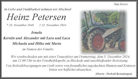 Anzeige von Heinz Petersen von LZ
