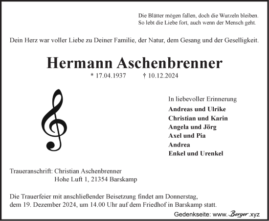 Anzeige von Hermann Aschenbrenner von LZ