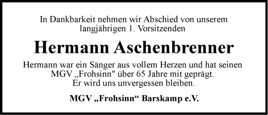 Anzeige von Hermann Aschenbrenner von LZ