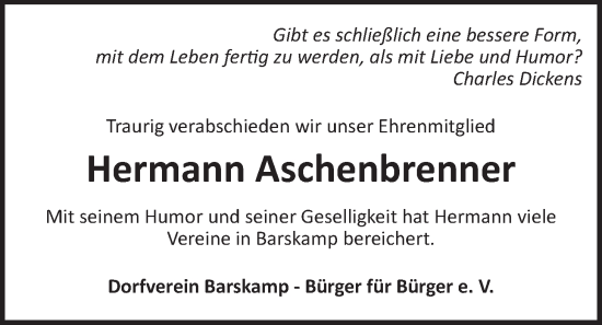Anzeige von Hermann Aschenbrenner von LZ