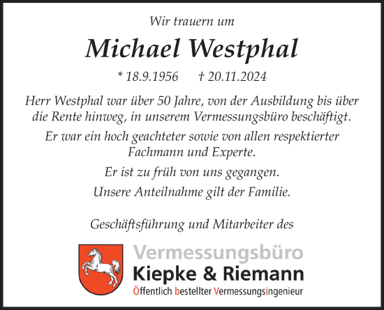 Anzeige von Michael Westphal von LZ