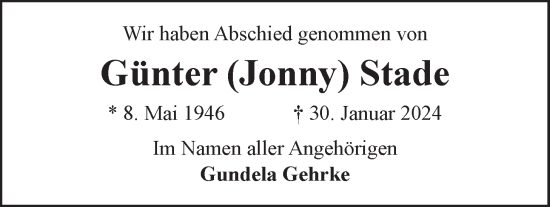 Anzeige von Günter  Stade von LZ
