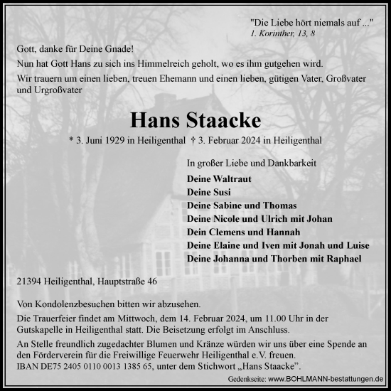Anzeige von Hans Staacke von LZ
