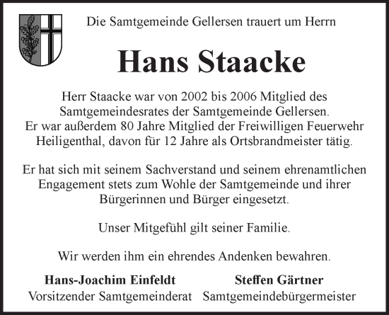 Anzeige von Hans Staacke von LZ