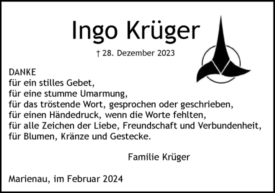 Anzeige von Ingo Krüger von LZ
