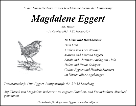 Anzeige von Magdalene Eggert von LZ