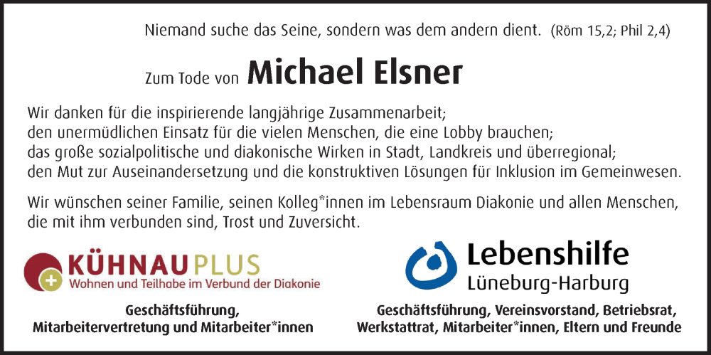  Traueranzeige für Michael Elsner vom 17.02.2024 aus LZ
