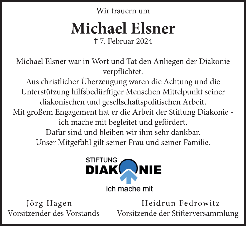  Traueranzeige für Michael Elsner vom 14.02.2024 aus LZ