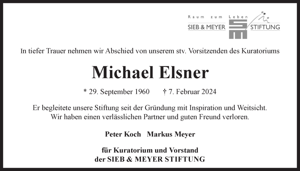  Traueranzeige für Michael Elsner vom 14.02.2024 aus LZ