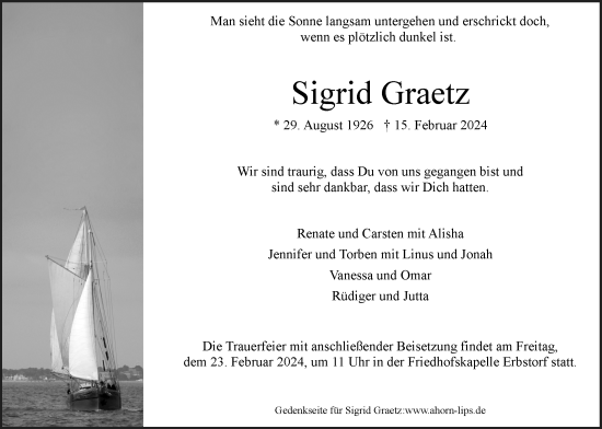 Anzeige von Sigrid Graetz von LZ