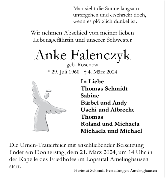 Anzeige von Anke Falenczyk von LZ