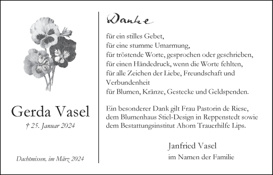 Anzeige von Gerda Vasel von LZ