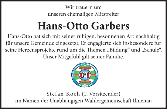 Anzeige von Hans-Otto Garbers von LZ