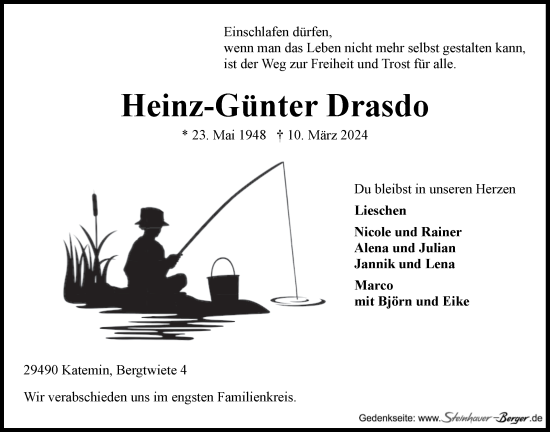 Anzeige von Heinz-Günter Drasdo von LZ