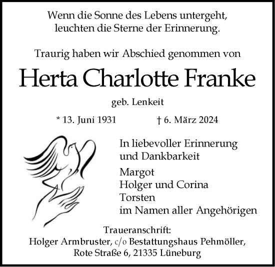 Anzeige von Herta  Franke von LZ