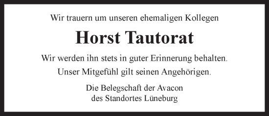 Anzeige von Horst Tautorat von LZ