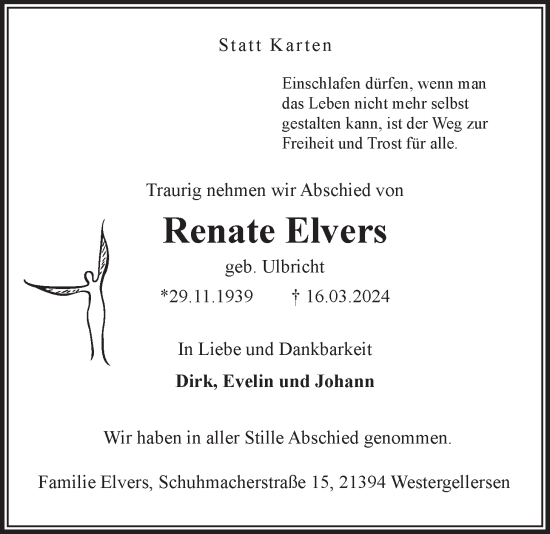 Anzeige von Renate Elvers von LZ