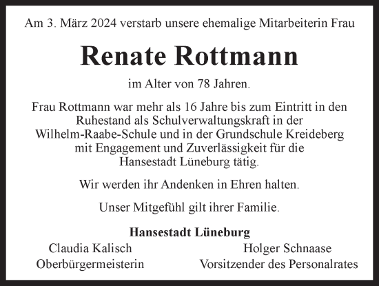 Anzeige von Renate Rottmann von LZ