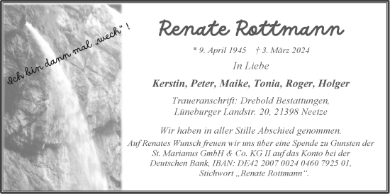 Anzeige von Renate Rottmann von LZ