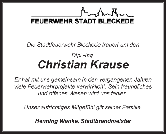 Anzeige von Christian Krause von LZ