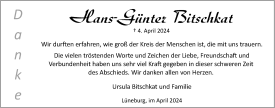 Anzeige von Hans-Günter Bitschkat von LZ