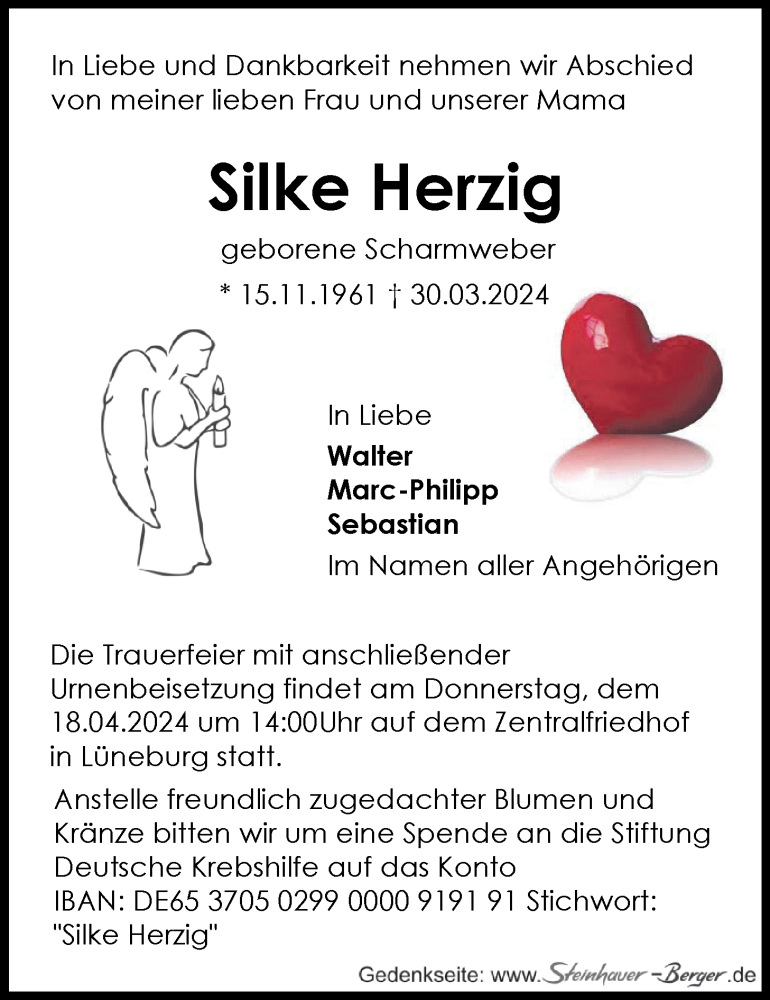  Traueranzeige für Silke Herzig vom 06.04.2024 aus LZ