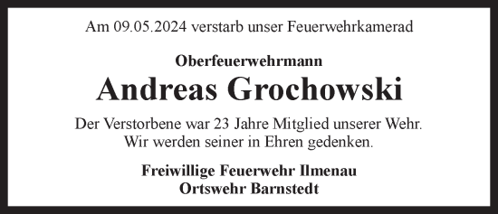 Anzeige von Andreas Grochowski von LZ