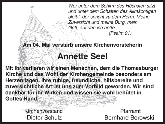 Anzeige von Annette Seel von LZ