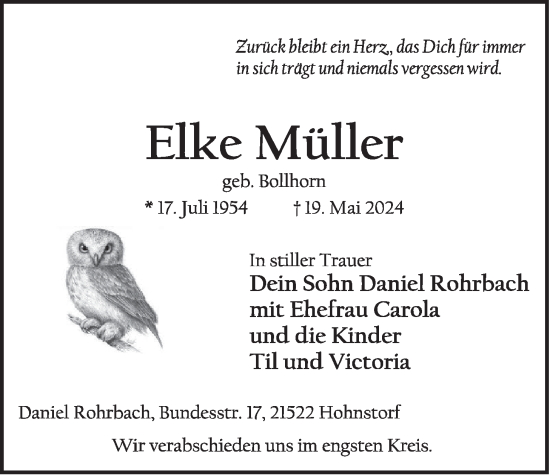 Anzeige von Elke Müller von LZ
