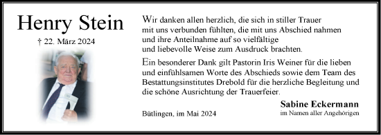 Anzeige von Henry Stein von LZ