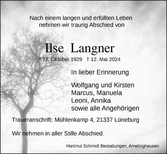 Anzeige von Ilse Langer von LZ