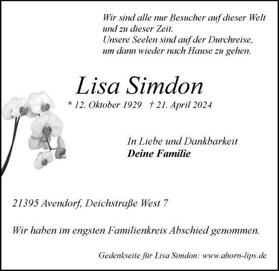 Anzeige von Lisa Simdon von LZ
