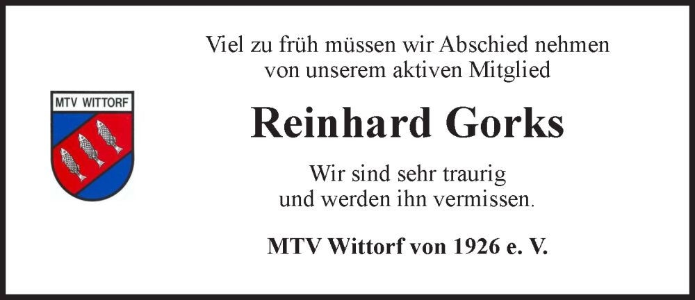  Traueranzeige für Reinhard Gorks vom 04.05.2024 aus LZ