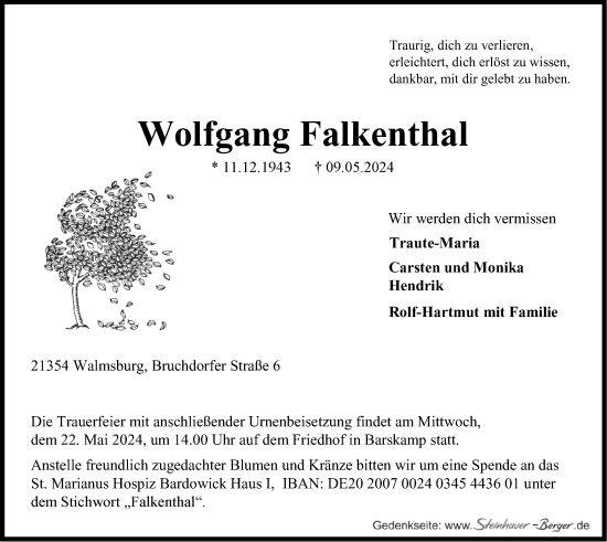 Anzeige von Wolfgang Falkenthal von LZ