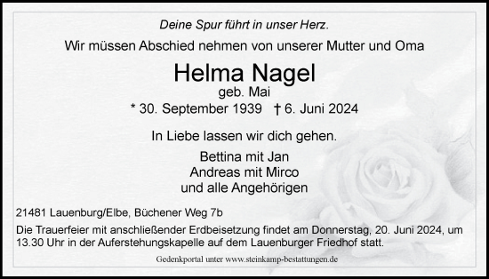 Anzeige von Helma Nagel von LZ