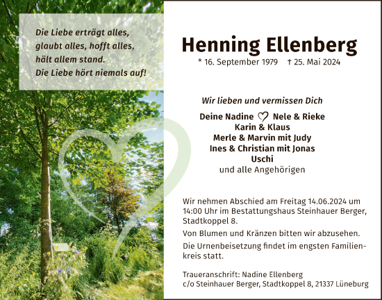 Anzeige von Henning Ellenberg von LZ