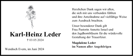 Anzeige von Karl-Heinz Leder von LZ