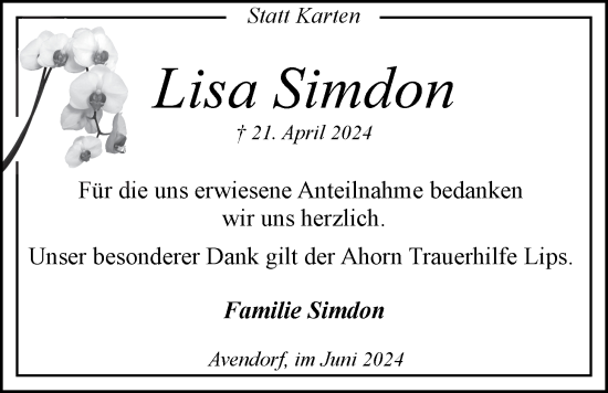 Anzeige von Lisa Simdon von LZ