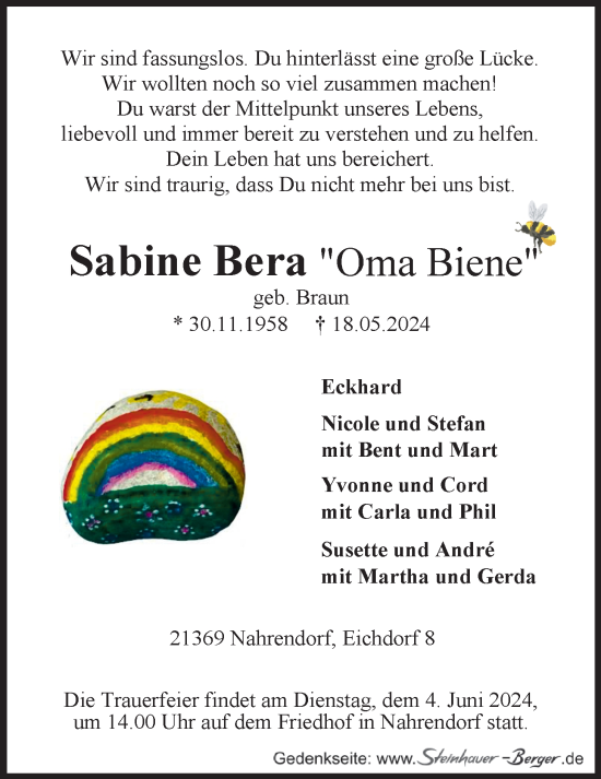 Anzeige von Sabine Bera von LZ