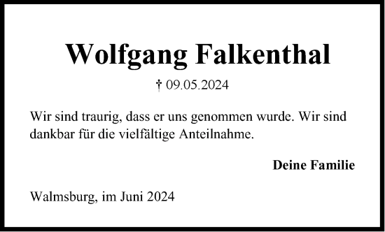 Anzeige von Wolfgang Falkenthal von LZ