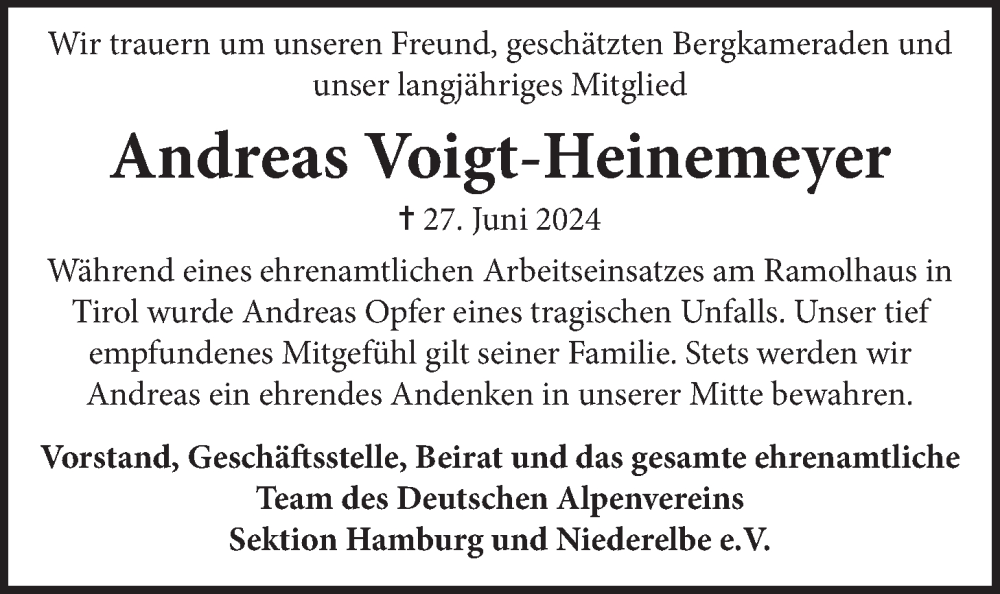  Traueranzeige für Andreas Voigt-Heinemeyer vom 20.07.2024 aus LZ