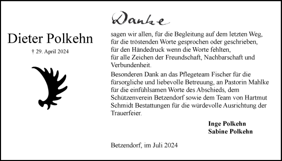 Anzeige von Dieter Polkehn von LZ