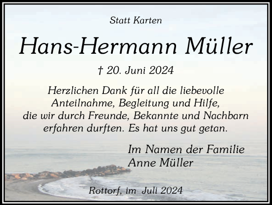 Anzeige von Hans-Hermann Müller von LZ