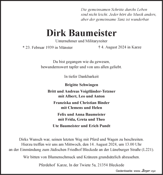 Anzeige von Dirk Baumeister von LZ