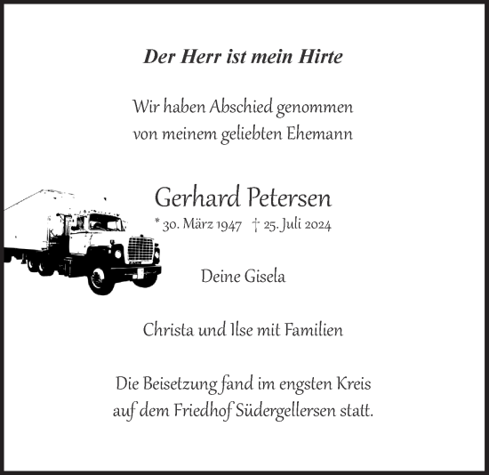 Anzeige von Gerhard Petersen von LZ