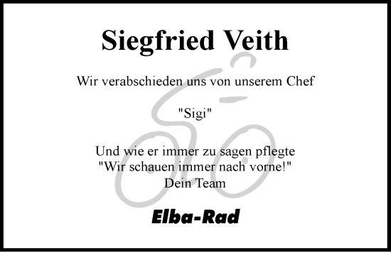 Anzeige von Siegfried Veith von LZ