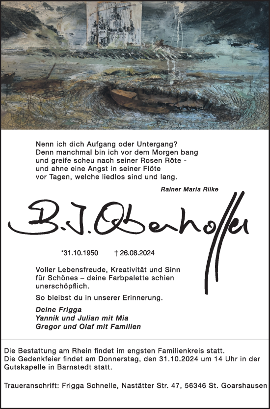 Anzeige von Bernhard J. Oberhoffer von LZ