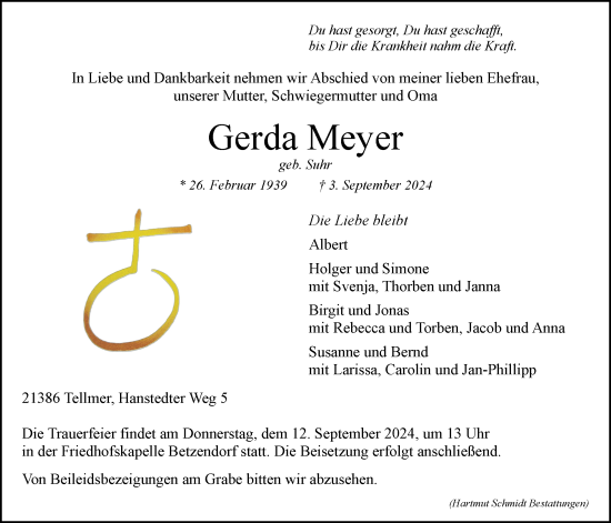 Anzeige von Gerda Meyer von LZ