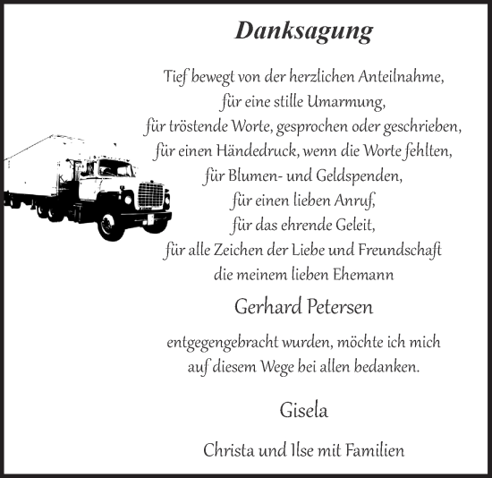 Anzeige von Gerhard Petersen von LZ